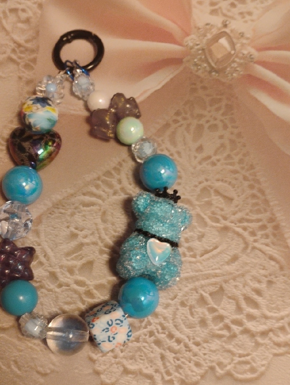 Handmade Blue Teddy Charm Bracelet - Women Jewelry